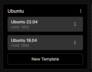 Screenshot of an example template group